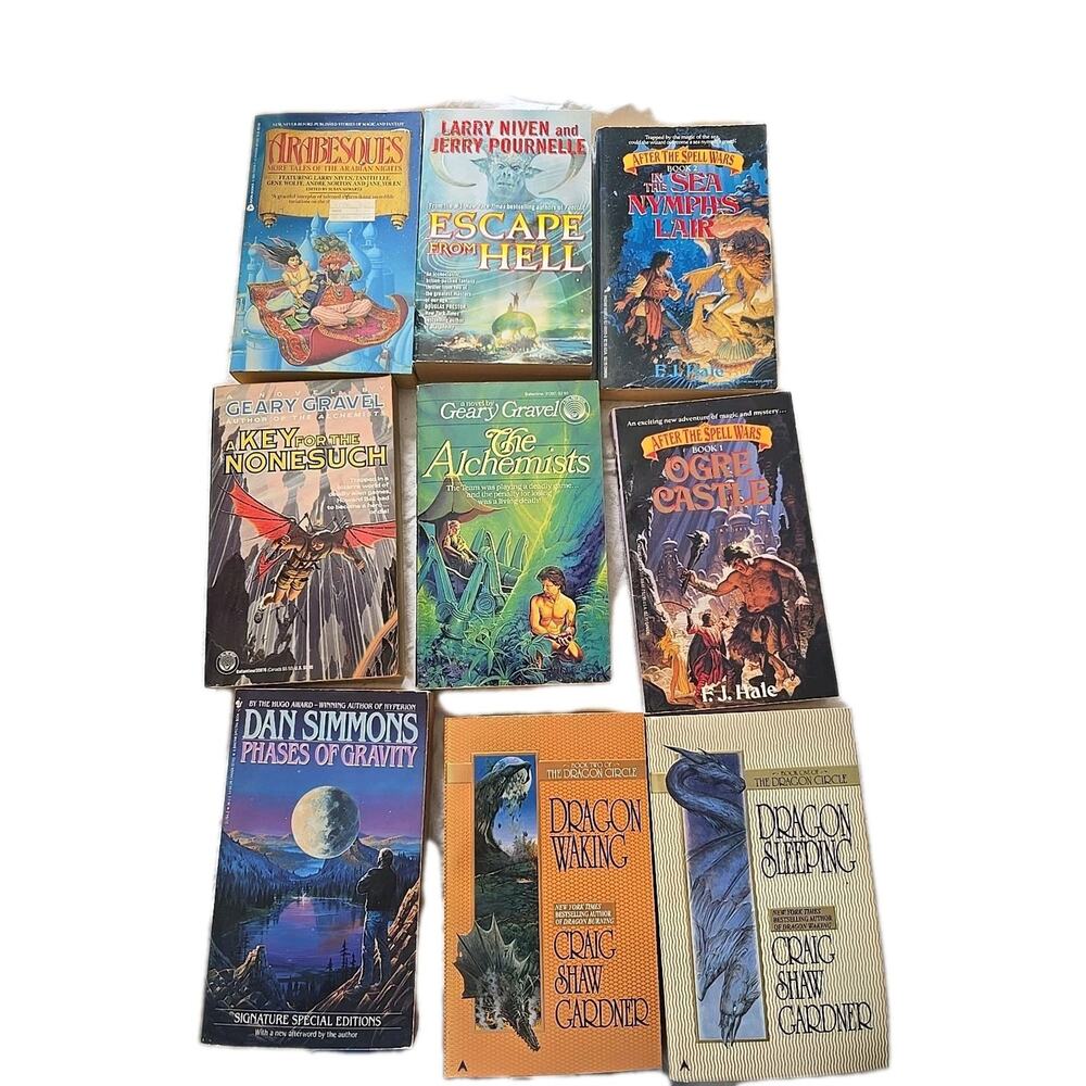 Lot of 9 Vintage Mixed Authors Fantasy Science Fiction Paperback Novel Books